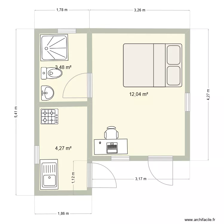 Maisonette1. Plan de 3 Pièces et 20 m² Maisonette1. Plan de 3 Pièces et 20 m²