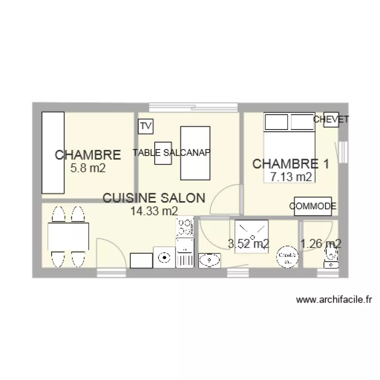 maison 32m2. Plan de 