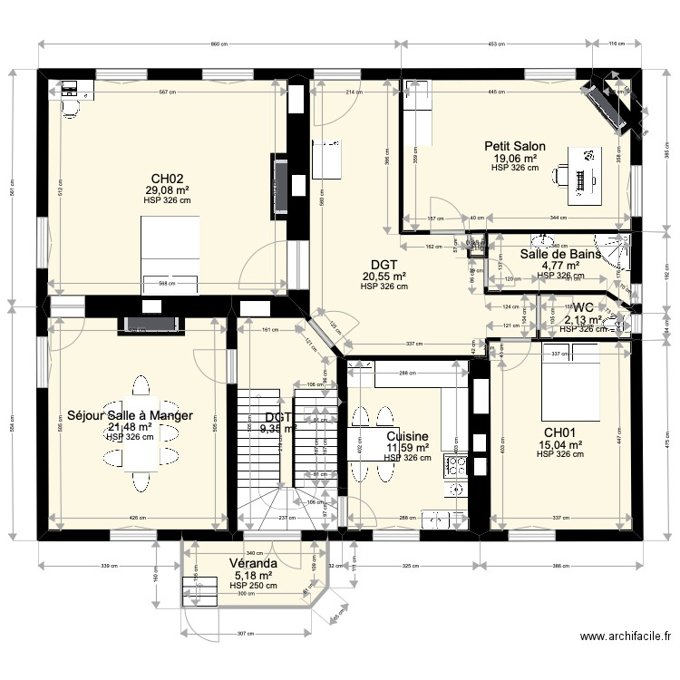 BAR SUR SEINE RDC. Plan de 37 pièces et 418 m2