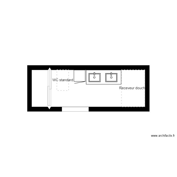 salle de bains du bas. Plan de 2 pièces et 5 m2