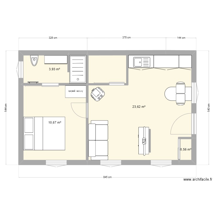 pannecière 2.0 v2. Plan de 4 pièces et 39 m2