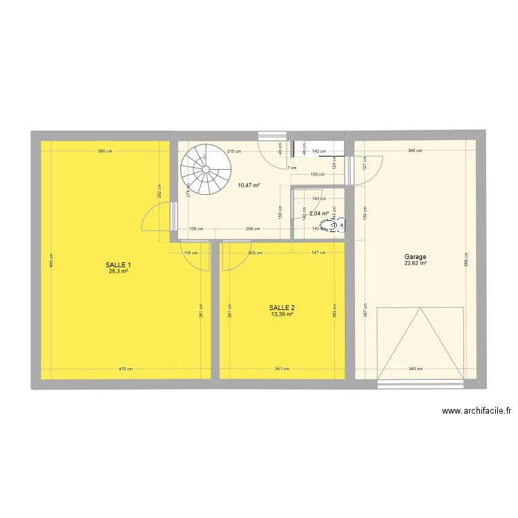 étage CCL. Plan de 10 pièces et 131 m2