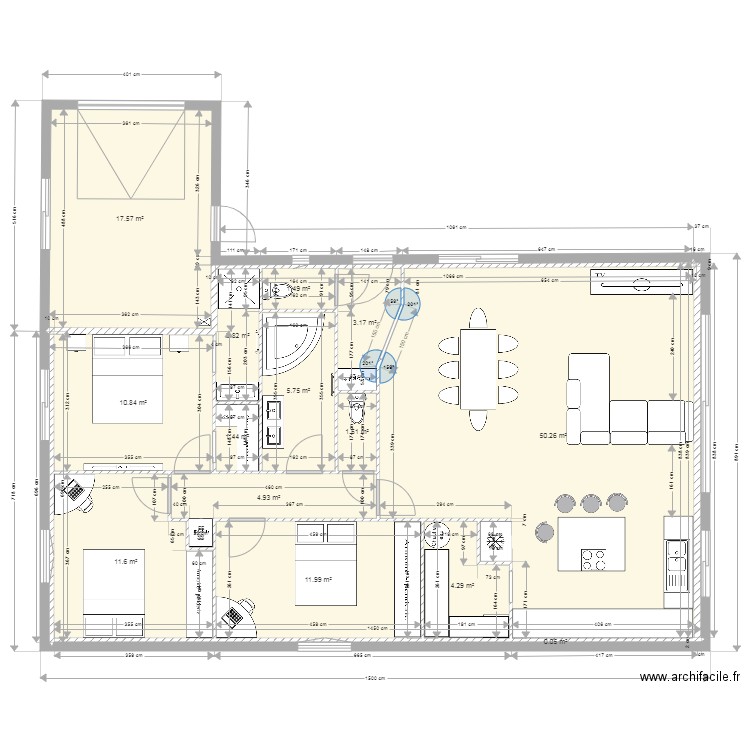 plan villa 2 3 avec ilot centrale. Plan de 0 pièce et 0 m2