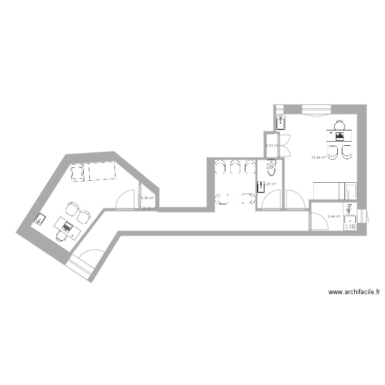 Laveran 2 cabinets. Plan de 7 pièces et 51 m2