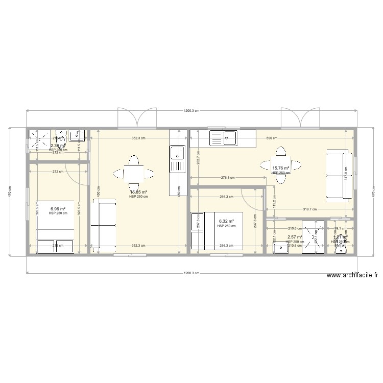 plan aménagement container JUJU 2. Plan de 0 pièce et 0 m2