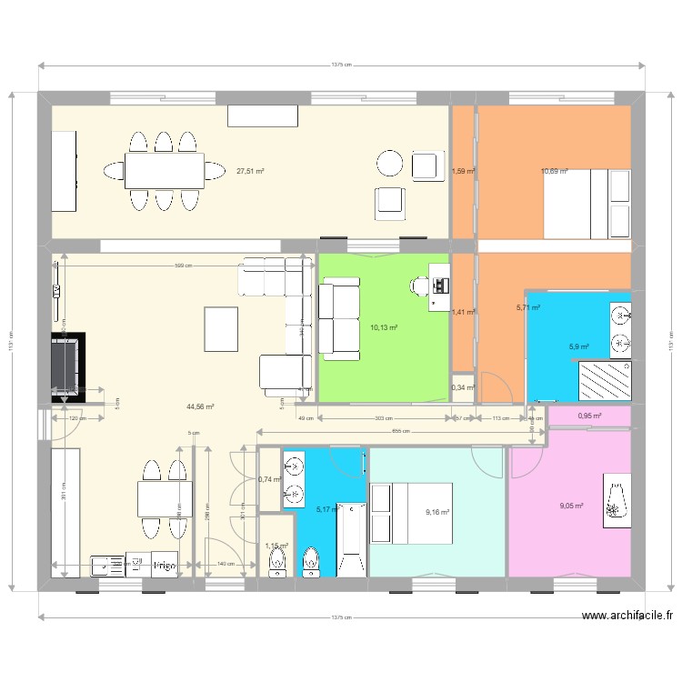 MaisonMArc. Plan de 15 pièces et 134 m2