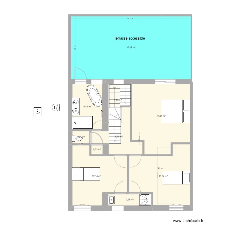 BE-ETAGE_Benoit_modif2. Plan de 10 pièces et 98 m2