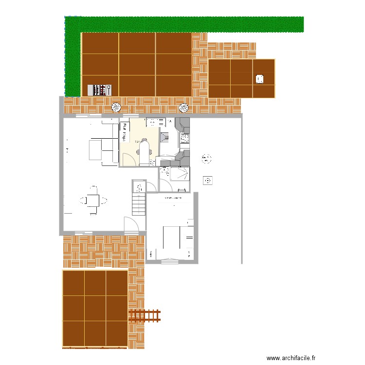 Maison Mimi. Plan de 1 pièce et 7 m2