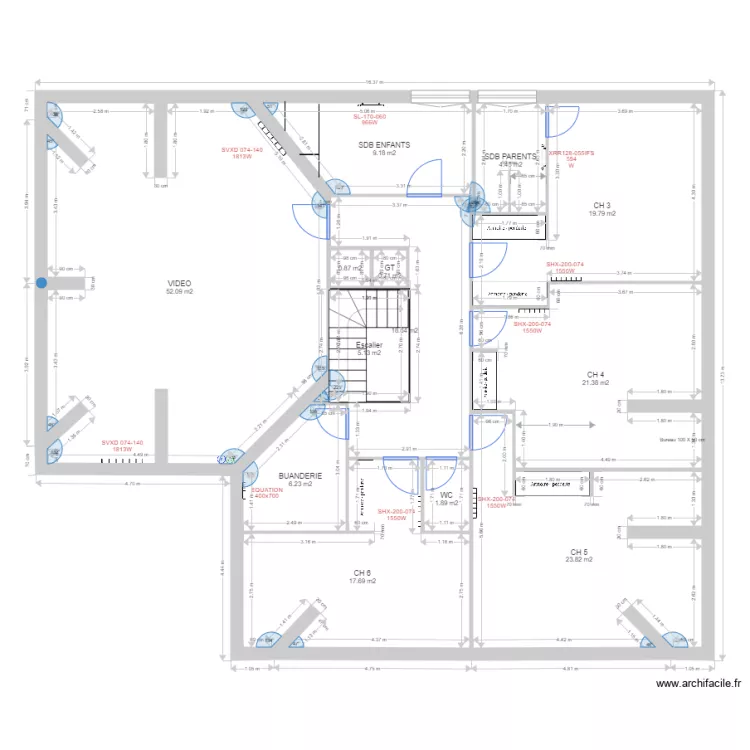 Champforey Etage Radiateurs. Plan de 