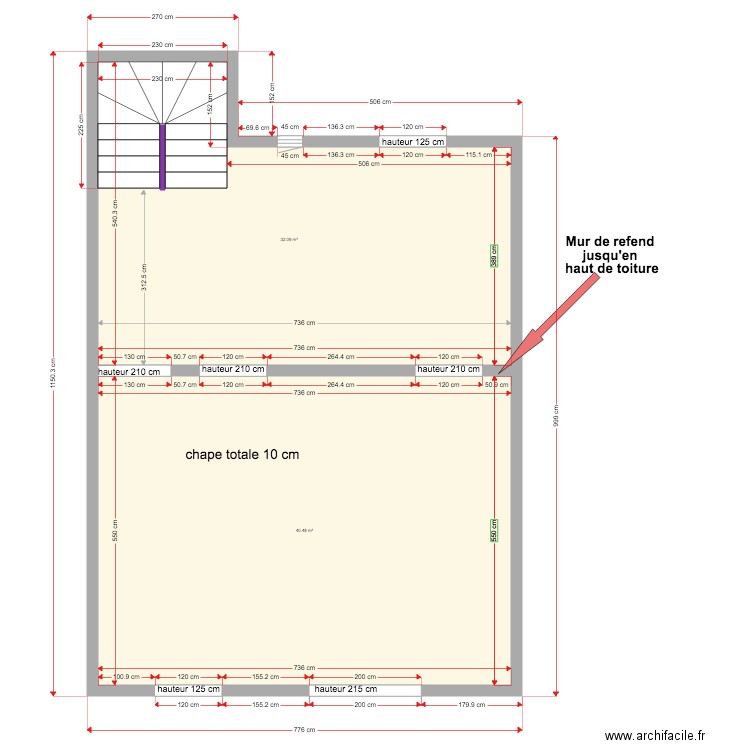 2eme etage LOT A  pour Charpente 05 12 2019. Plan de 0 pièce et 0 m2