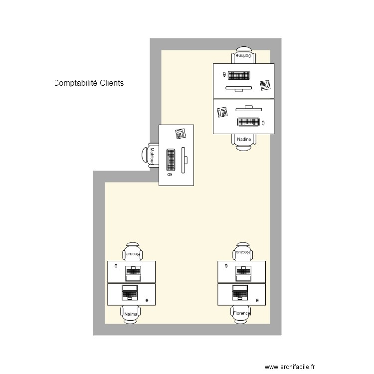 Comptabilité Clients. Plan de 1 pièce et 19 m2