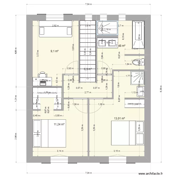 maison R1 cotes clair logis. Plan de 
