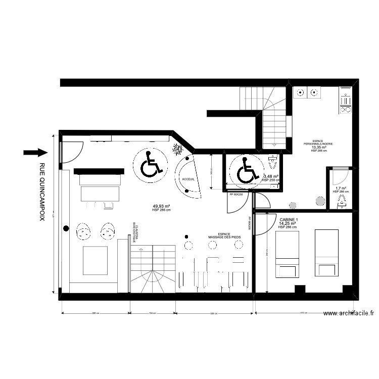 etage projet ok. Plan de 5 pièces et 83 m2