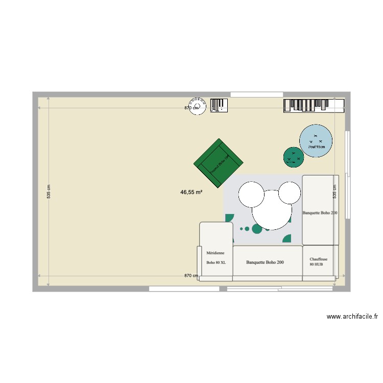 Elodie 3. Plan de 1 pièce et 47 m2