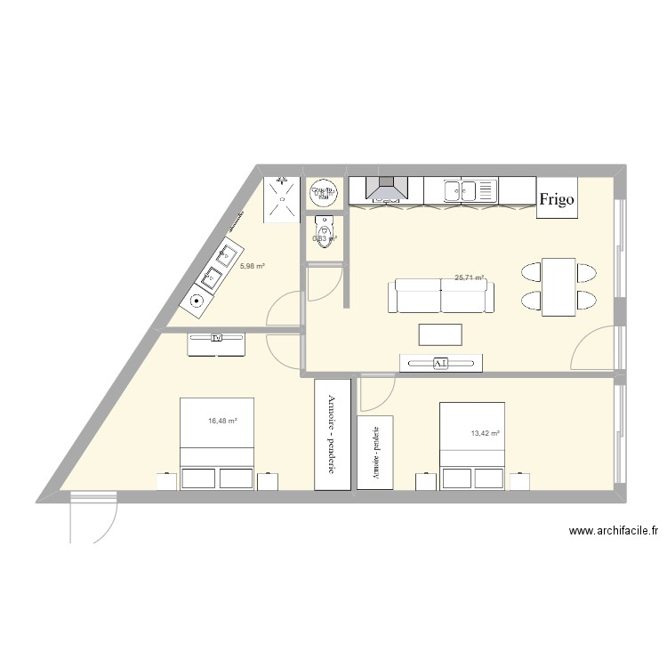 juvignac. Plan de 6 pièces et 63 m2