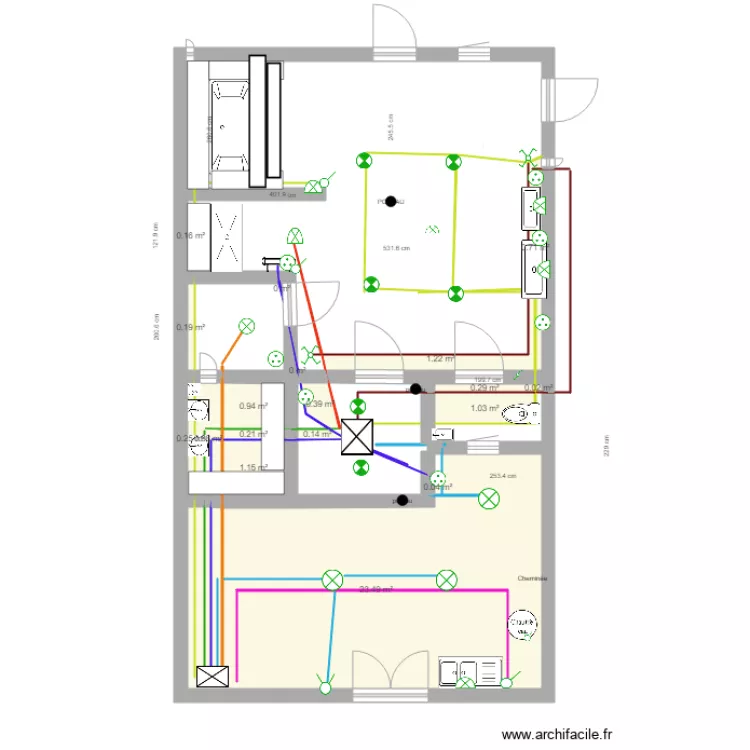 Nelle salle de bain electricit&eacute;. Plan de 