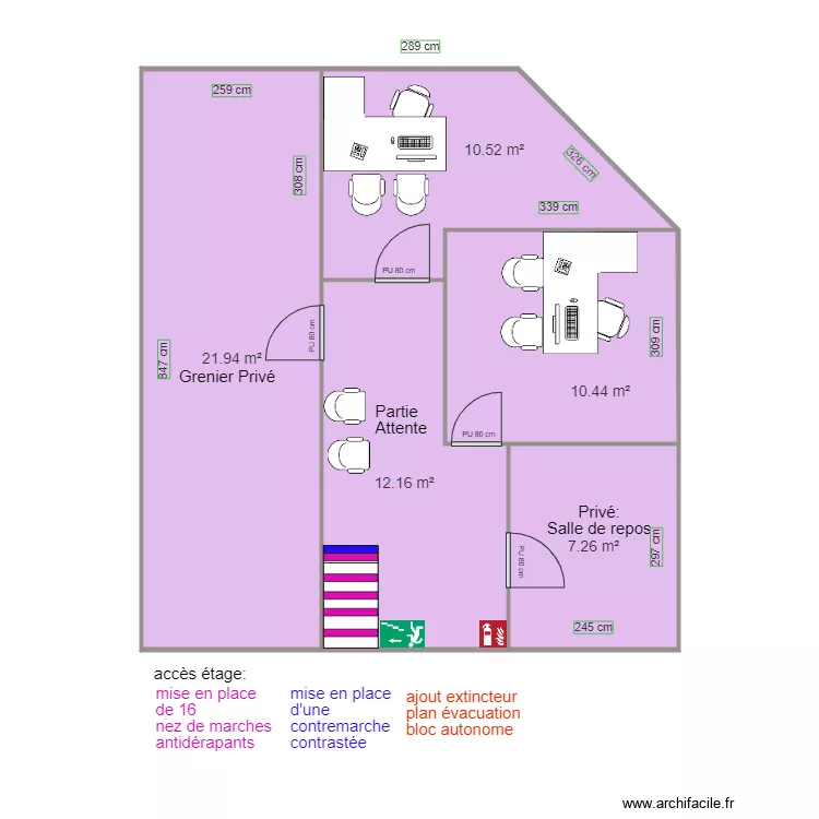 CABINET PARAMEDICAL CRM BRIAND ETAGE APRES TRAVAUX. Plan de CABINET PARAMEDICAL CRM BRIAND ETAGE APRES TRAVAUX. Plan de