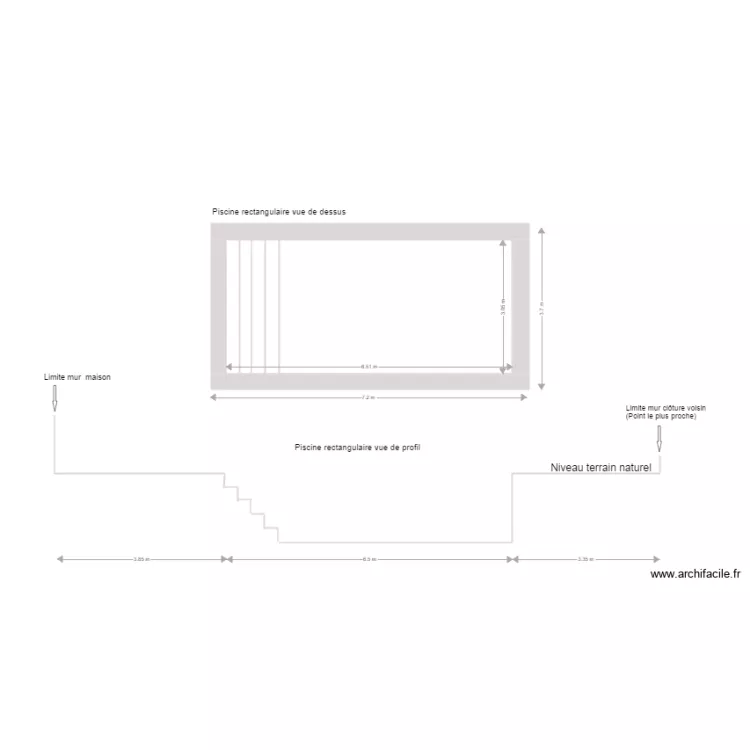 Plan de coupe piscine rectangulaire. Plan de Plan de coupe piscine rectangulaire. Plan de