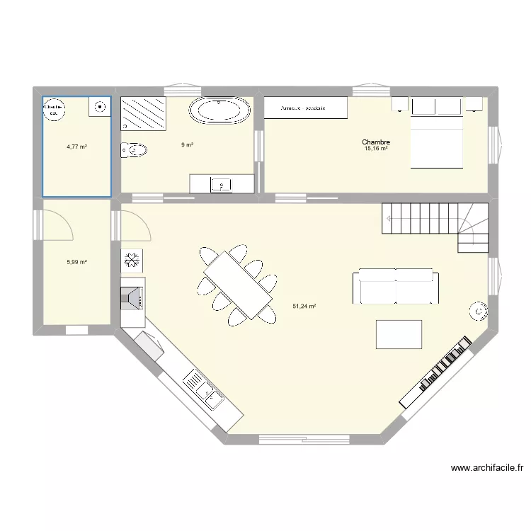 rdc maison bois semi-octo. Plan de 