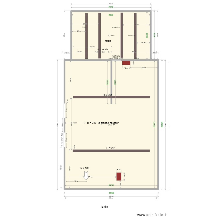 la couplais 1. Plan de 2 pièces et 129 m2