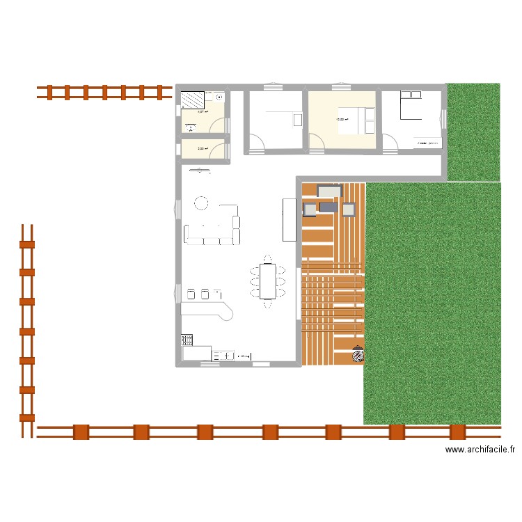 les aiguis. Plan de 3 pièces et 18 m2