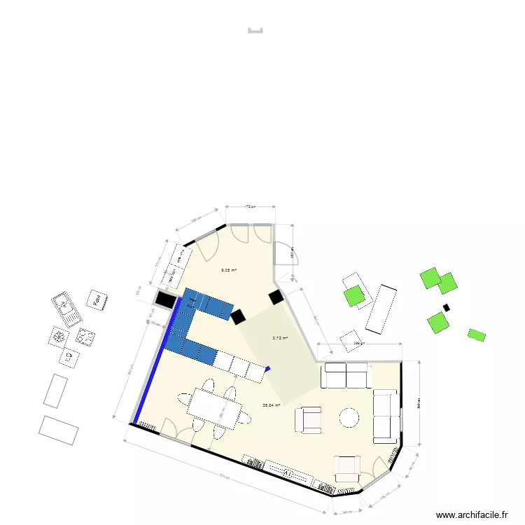 cuisine entree couloir 2212. Plan de 