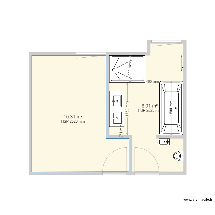 sldb rdc cote douche. Plan de 0 pièce et 0 m2