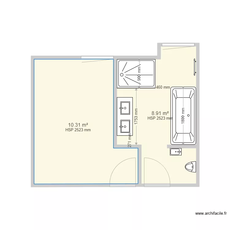 sldb rdc cote douche. Plan de 