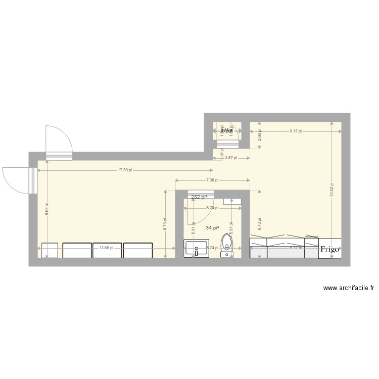 CESAM. Plan de 3 pièces et 30 m2