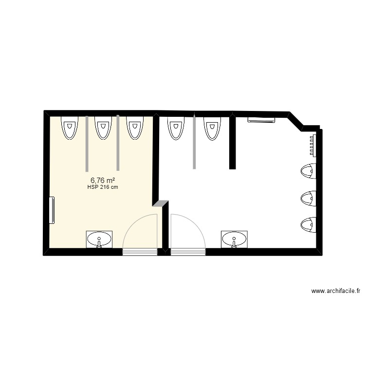 SALLE BAIN ECOLE 1. Plan de 1 pièce et 7 m2