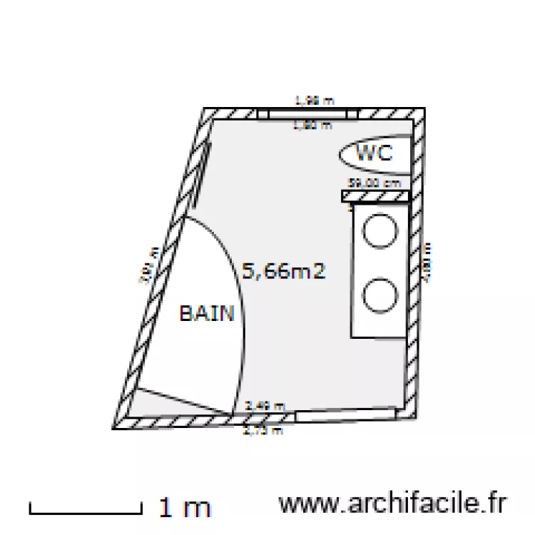 SALLE DE BAIN. Plan de 