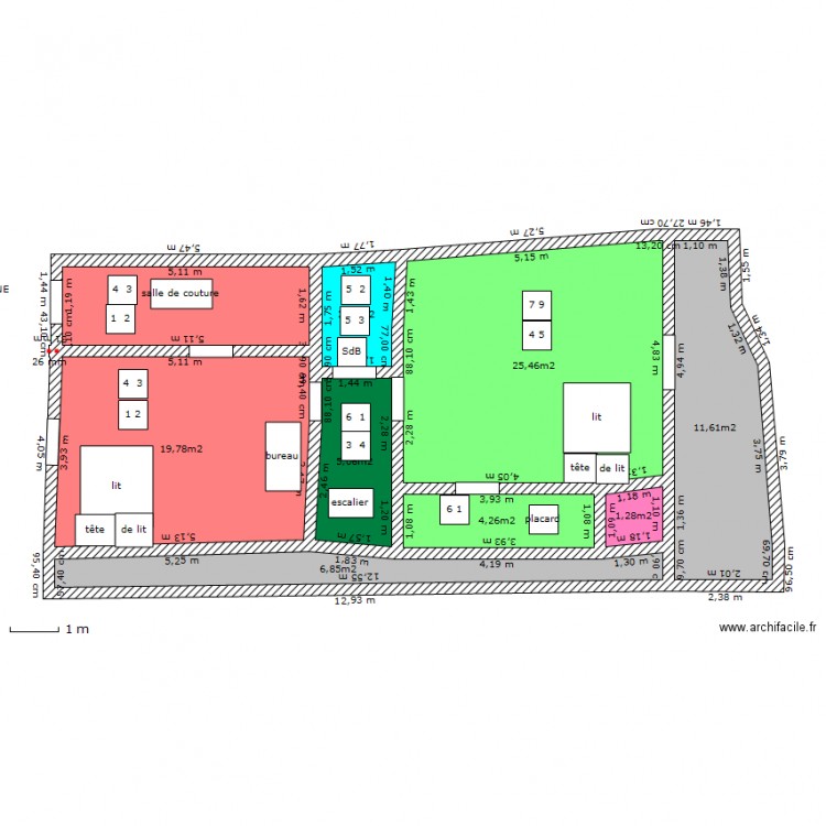 plan Feng Shui 1. Plan de 0 pièce et 0 m2