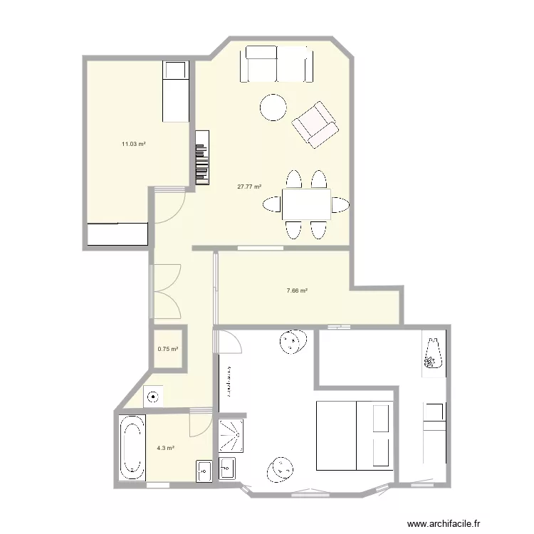 Appartement d&eacute;f. Plan de 