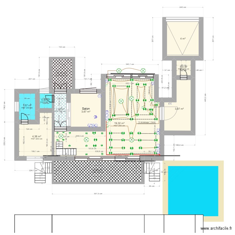 plan electricte  15. Plan de 11 pièces et 49 m2