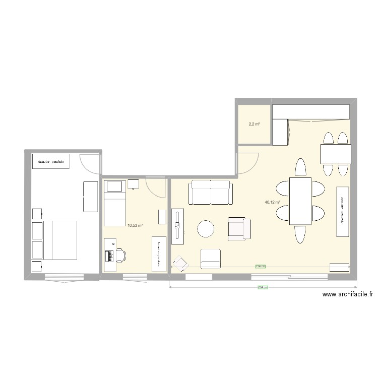 Appart E12. Plan de 3 pièces et 53 m2