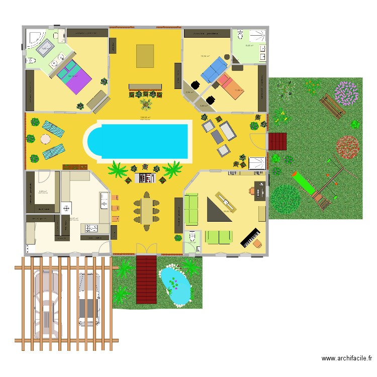 Magique module. Plan de 13 pièces et 255 m2