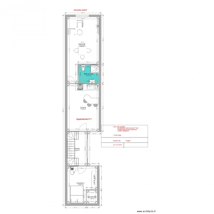 SCI AVEMA 1 EME ETAGE PROJET. Plan de 0 pièce et 0 m2