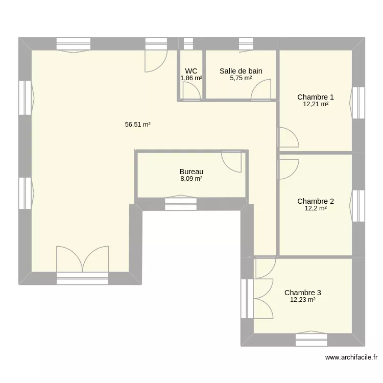 RDC 100m2. Plan de 7  et 109 m²