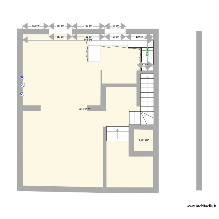 Maison Bourdonnais. Plan de 2 pièces et 48 m2