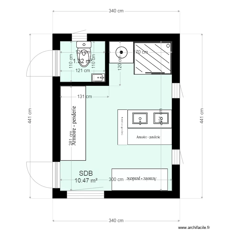 PLAN AMENAGEMENT SDB DANS EXISTANT 3. Plan de 