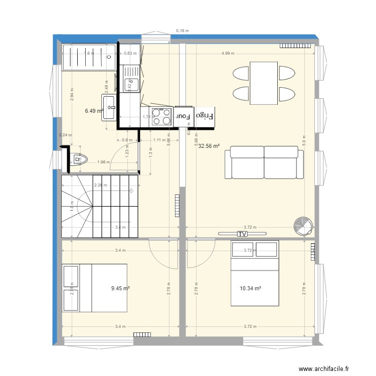 Audrey 1. Plan de 4 pièces et 59 m2