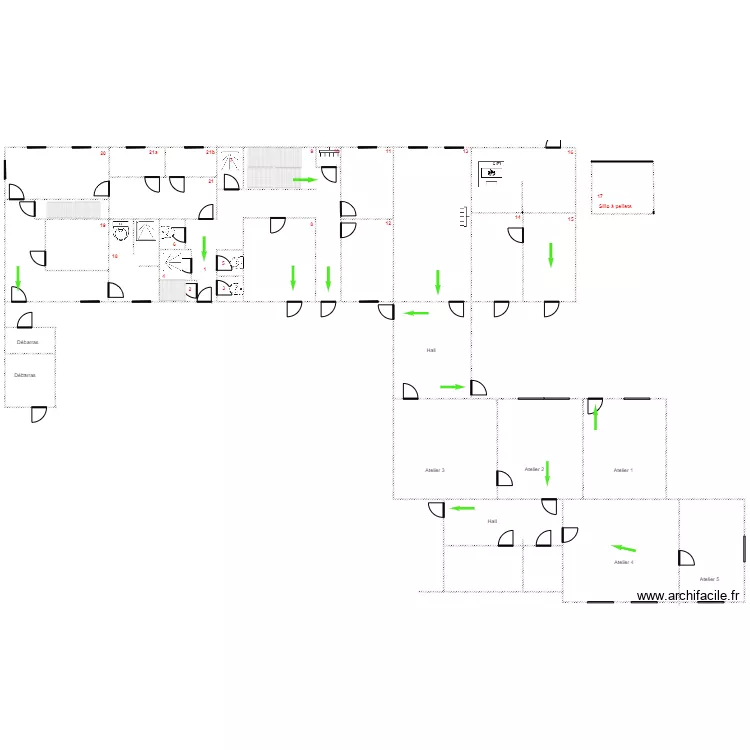 ERE bâtiment A et ateliers sens évacuation. Plan de ERE bâtiment A et ateliers sens évacuation. Plan de