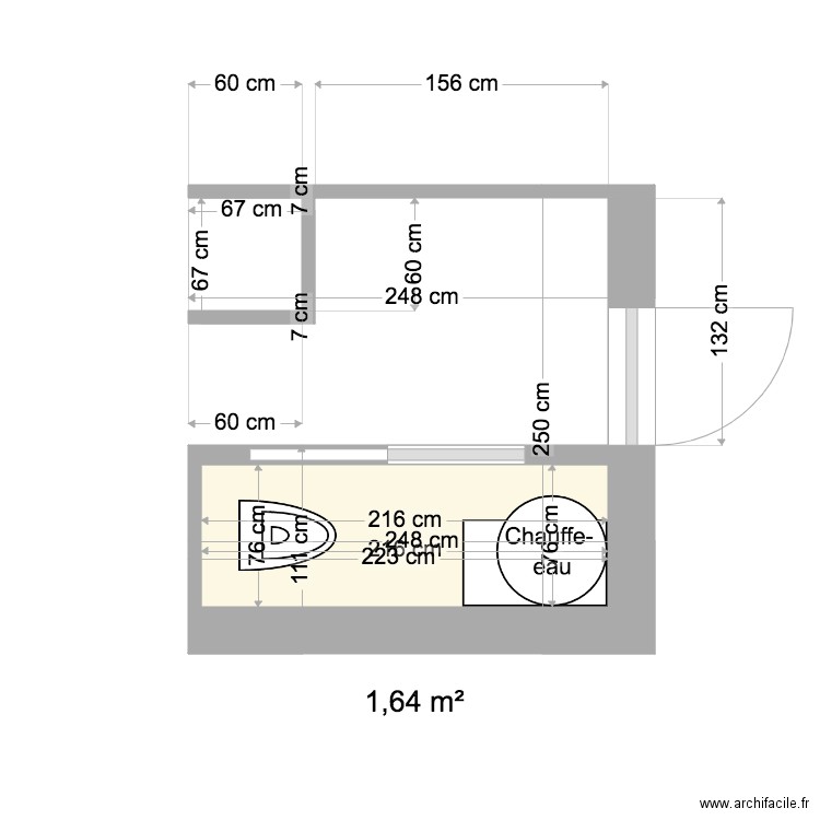 WC cagibi à droite 14 décembre. Plan de 0 pièce et 0 m2