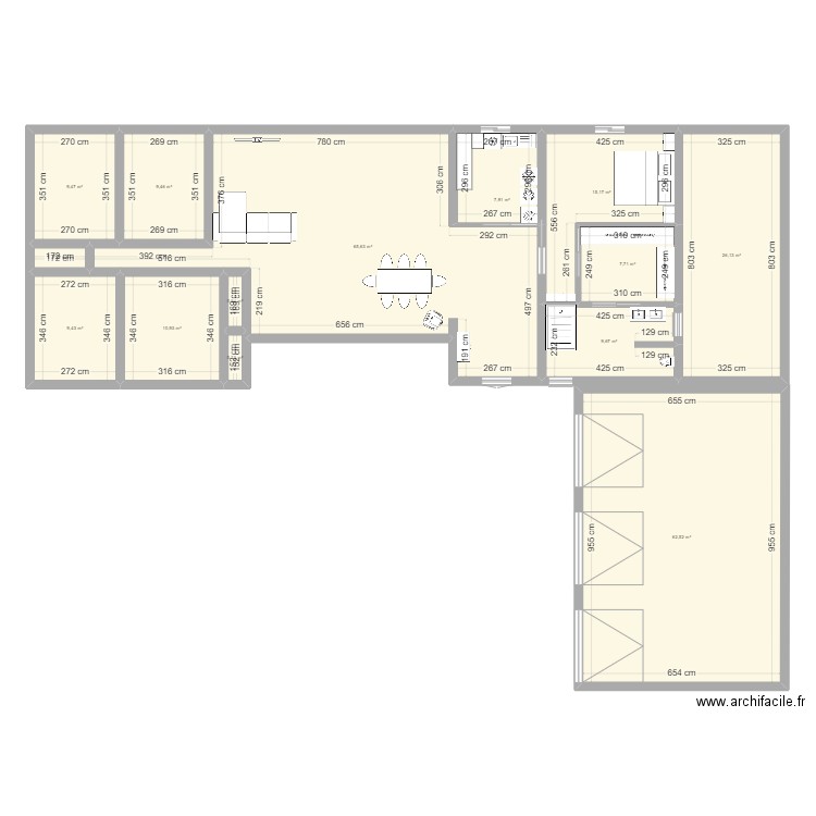 MAISON MODIF duzge. Plan de 14 pièces et 237 m2