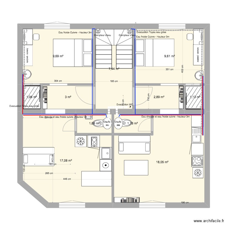 Abbaye 32-Sept-2_modifs. Plan de 11 pièces et 73 m2