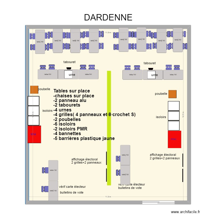 Dardenne bureau de vote plan 2022. Plan de 1 pièce et 149 m2