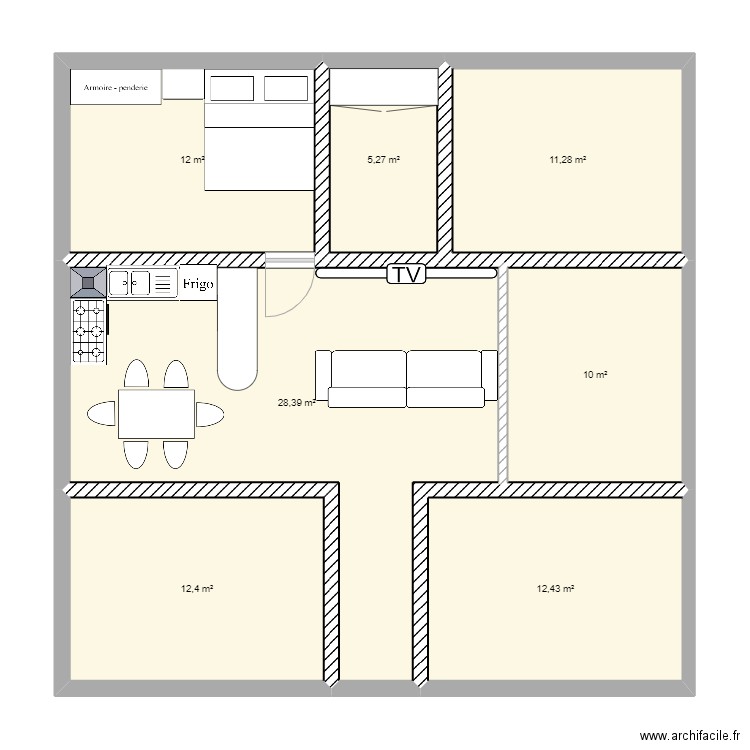 qsdg. Plan de 7 pièces et 92 m2