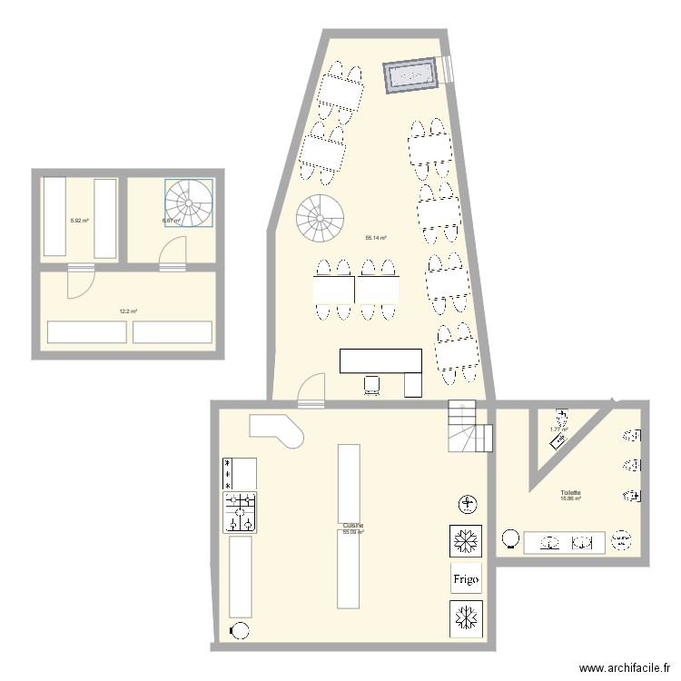 Plan intérieur de lieu commercial TPE. Plan de 0 pièce et 0 m2