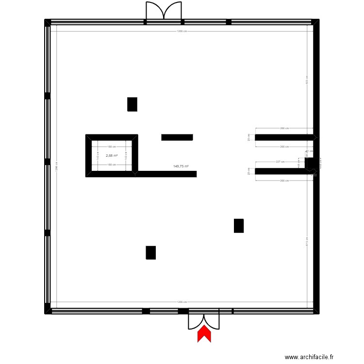 92 PUTEAUX existant v1. Plan de 2 pièces et 158 m2