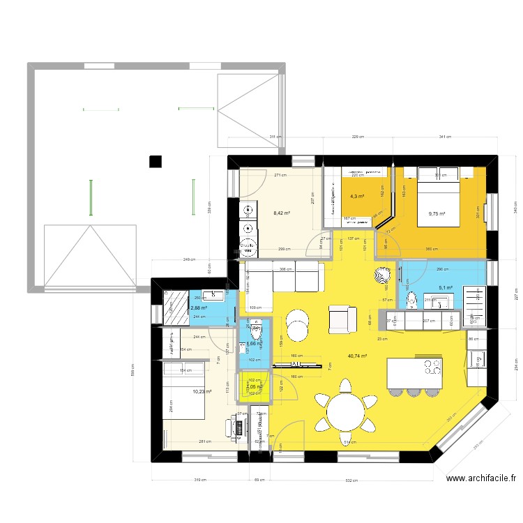 cernon. Plan de 9 pièces et 84 m2